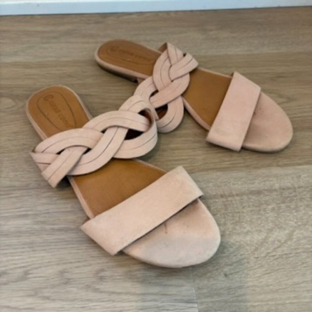 ** Corso como blush pink braided slip on sandals 9 leather